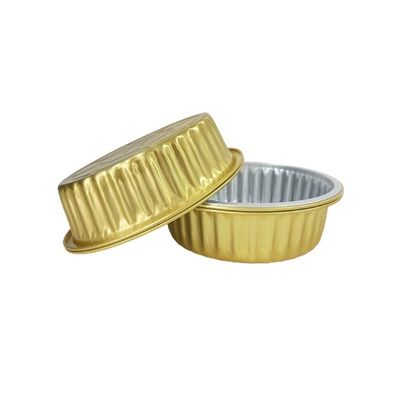 Taças de papel de alumínio dourado com tampa descartável caixa de churrasco redonda recipiente de almoço para levar