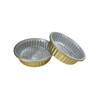 Taças de papel de alumínio dourado com tampa descartável caixa de churrasco redonda recipiente de almoço para levar