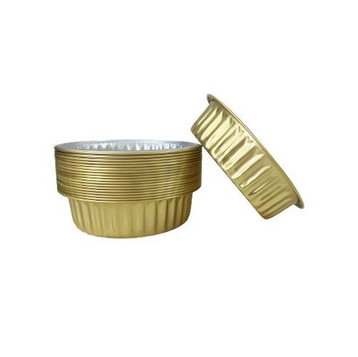 Taças de papel de alumínio dourado com tampa descartável caixa de churrasco redonda recipiente de almoço para levar