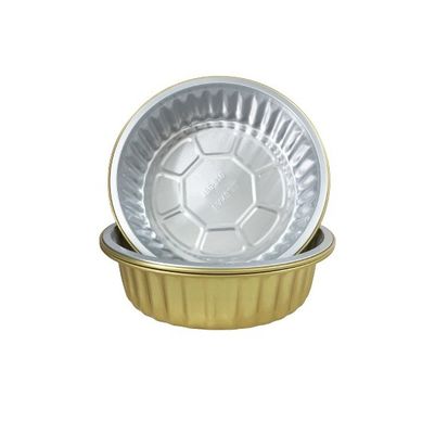 Taças de papel de alumínio dourado com tampa descartável caixa de churrasco redonda recipiente de almoço para levar