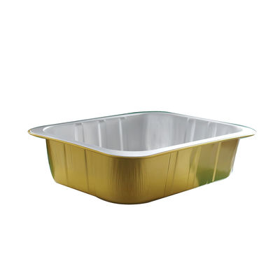 Container de folha de alumínio dourado conveniente para embalagens e caixas de bandejas de bolo de avião