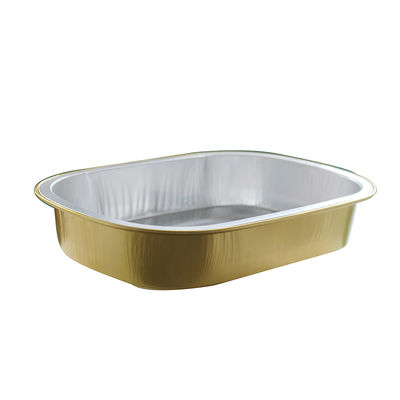 Container de folha de alumínio dourado conveniente para embalagens e caixas de bandejas de bolo de avião