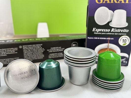 Folha de alumínio colorida Cápsula de café vazia Nespresso Cápsulas de armazenamento de café para alimentos