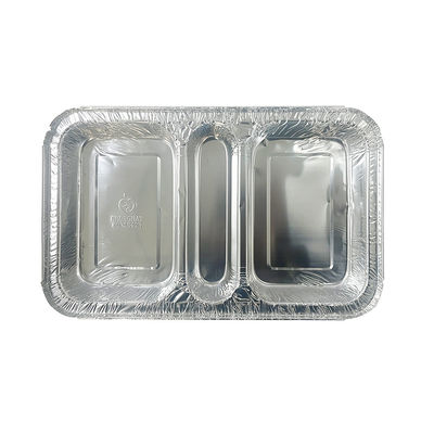 Container de qualidade alimentar 3 Compartimento 230*185*35 Rectangular Alumínio Folha Caixa de almoço para levar