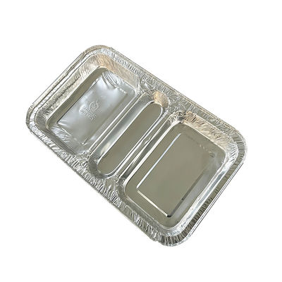Container de qualidade alimentar 3 Compartimento 230*185*35 Rectangular Alumínio Folha Caixa de almoço para levar
