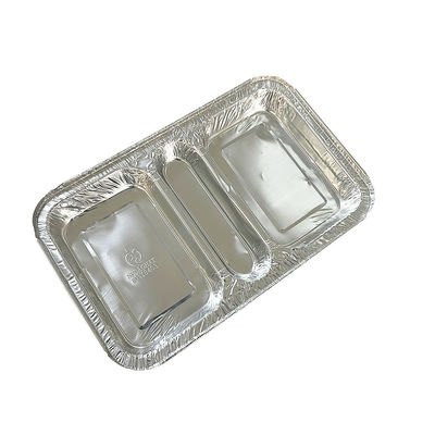 Container de qualidade alimentar 3 Compartimento 230*185*35 Rectangular Alumínio Folha Caixa de almoço para levar