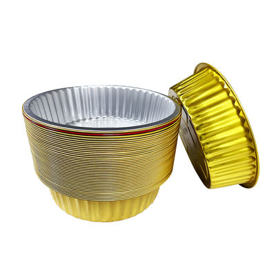 Recipiente de alimentos Folha de alumínio Redonda Airline Cor Dourado Caixa de almoço descartável