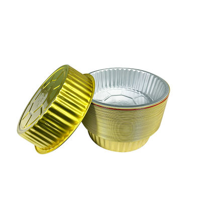 Recipiente de alimentos Folha de alumínio Redonda Airline Cor Dourado Caixa de almoço descartável