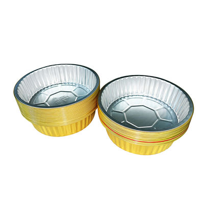 Recipiente de alimentos Folha de alumínio Redonda Airline Cor Dourado Caixa de almoço descartável