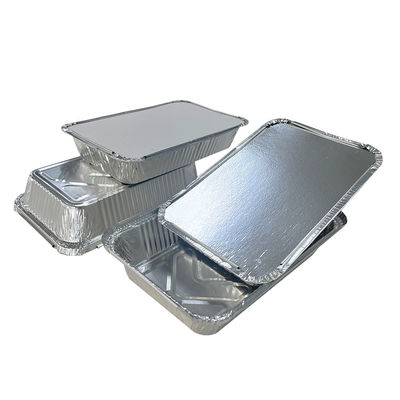 Container de embalagem de alimentos em folha de alumínio retangular ecológico