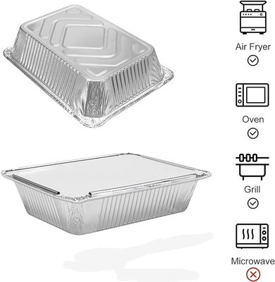 Caixa de almoço de papel alumínio de prata para armazenamento de alimentos 890cc